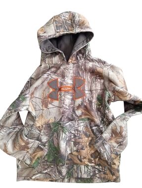 Youth Camouflage Under Armour Large Pullover Hoodie Camo YL Top